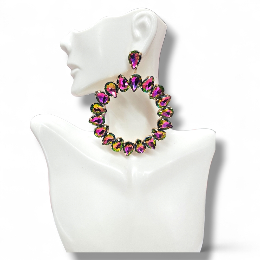 Vibrant Jewel-Toned Statement Earrings